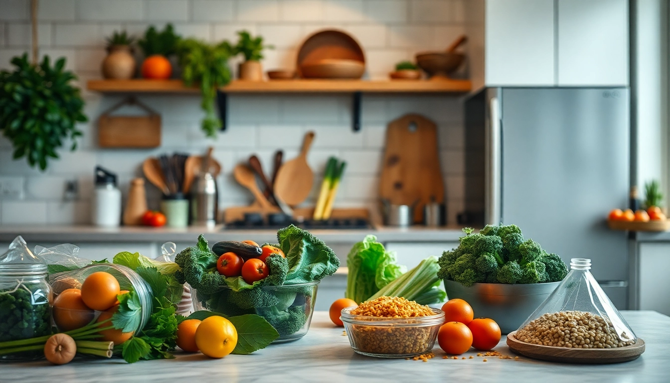 Cuisine moderne avec ingrédients sains pour le SOPK, illustrant les bienfaits du jeûne intermittent pour les femmes.