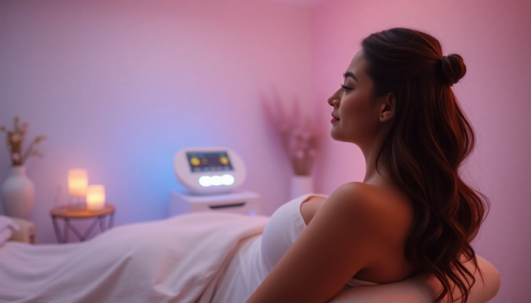 Salle de thérapie avec un appareil de biorésonance, représentant des soins holistiques pour le traitement du SOPK.