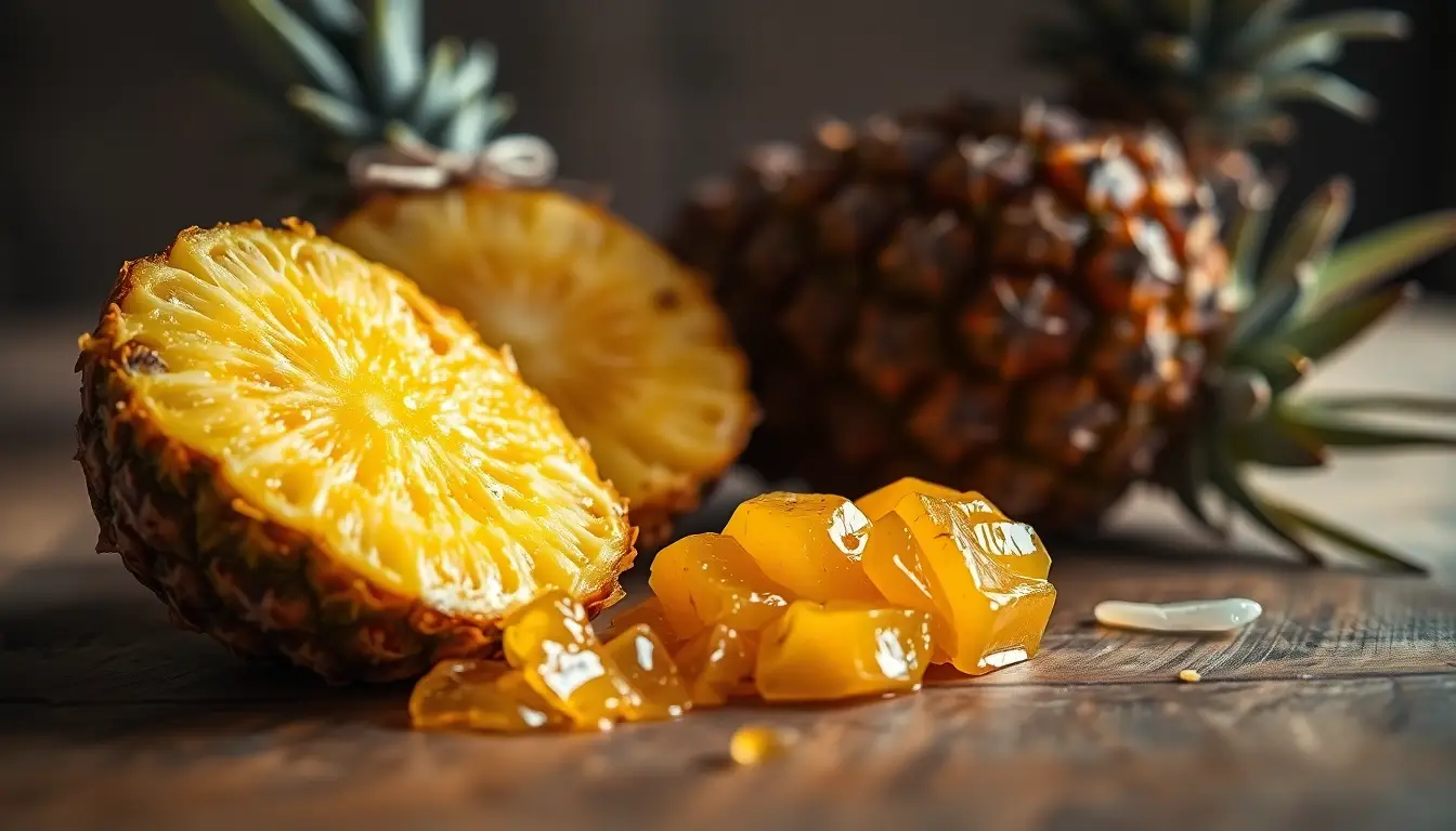 Propolis et ananas frais illustrant leurs bienfaits naturels contre la candidose.