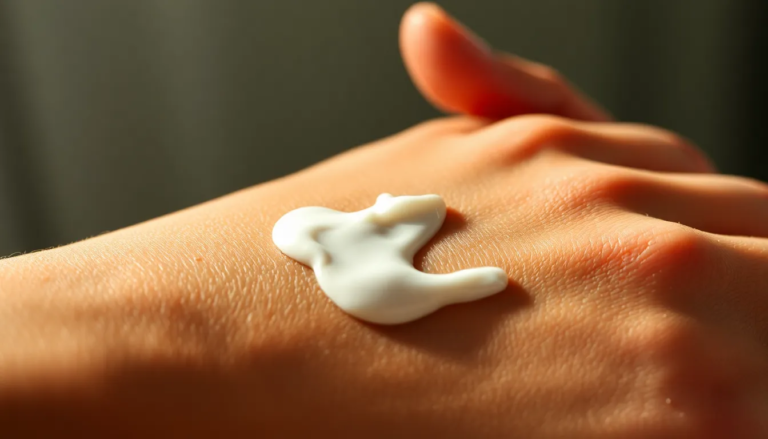 Application de crème hydratante sur une peau sèche et irritée, illustrant les bienfaits des soins naturels pour la dermatite atopique.