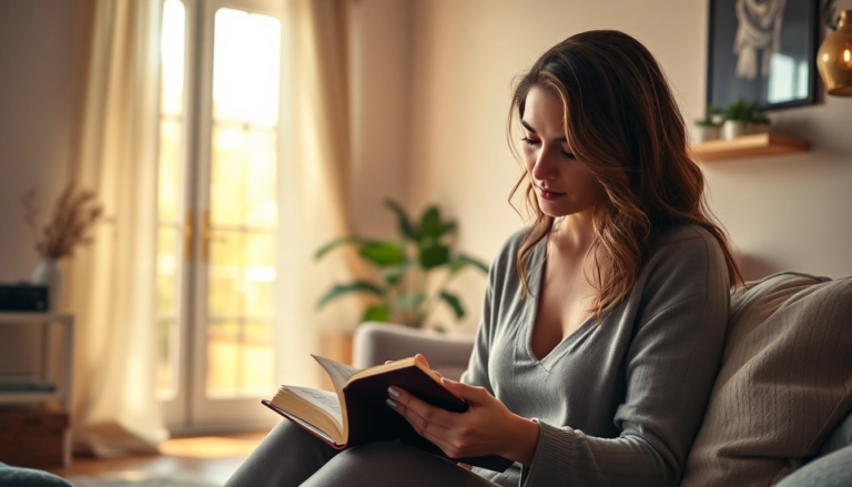 Femme écrivant dans un journal dans un espace moderne, exprimant la gestion émotionnelle de l'endométriose.
