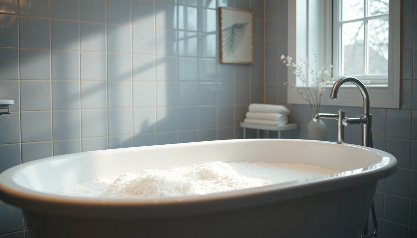 Baignoire remplie de poudre d'avoine colloïdale pour un soulagement naturel de l'eczéma.