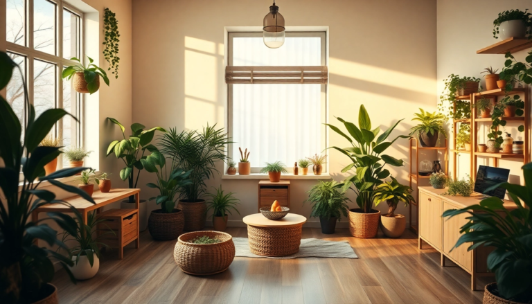 Salle de consultation en naturopathie avec des plantes et des huiles essentielles, créant une ambiance apaisante et invitante.