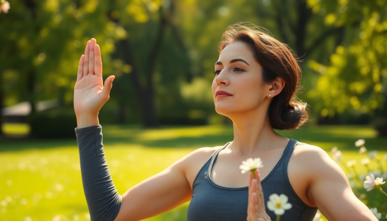 Pratique du yoga dans un parc, illustrant les bienfaits de l'exercice physique sur la santé mentale.