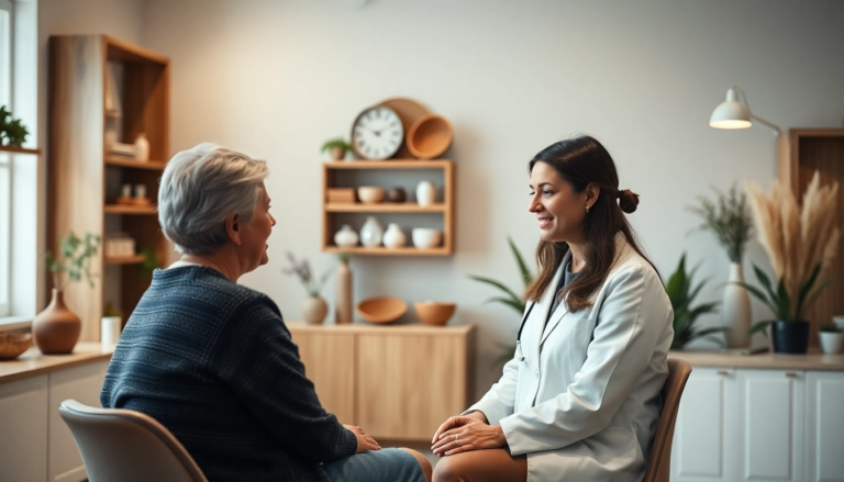 Praticien de naturopathie en consultation avec un patient dans un cabinet moderne, mettant en avant des pratiques éthiques et un environnement serein.