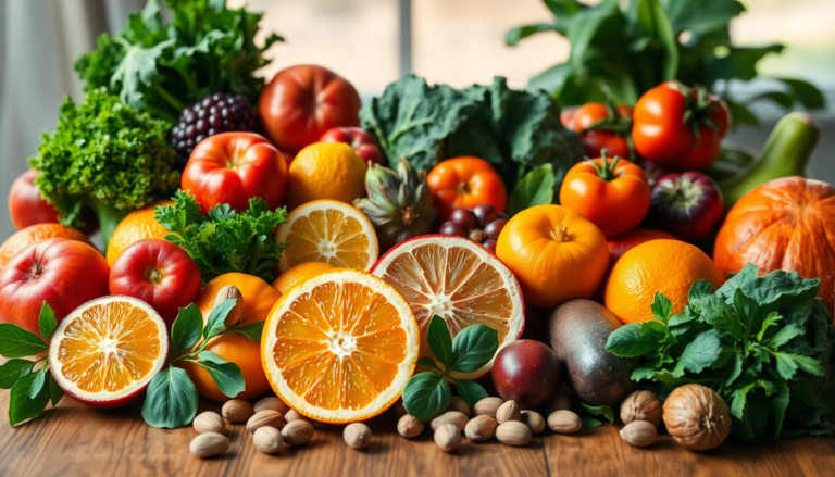 Assortiment coloré de fruits et légumes frais, mettant en avant leur richesse nutritionnelle essentielle pour la vitalité.