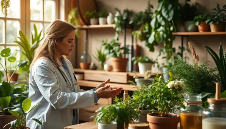 Consultation naturopathique chaleureuse entre un naturopathe et un client, mettant en avant des pratiques de bien-être naturel.