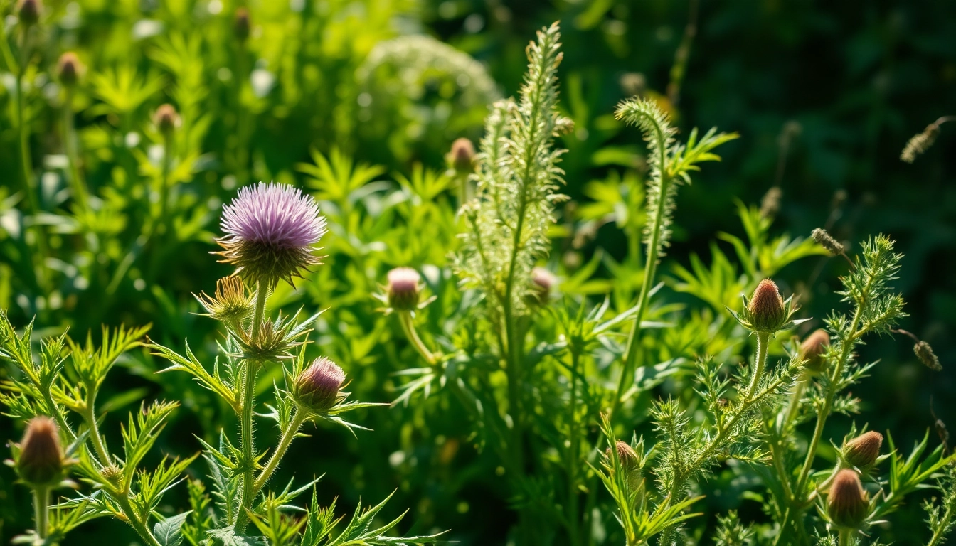Plantes détoxifiantes chardon-marie et bardane en pleine nature, mettant en avant leurs propriétés purificatrices.