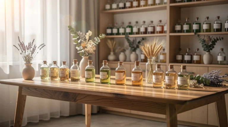 Espace de travail moderne dédié à la naturopathie, avec des éléments naturels et une atmosphère apaisante.