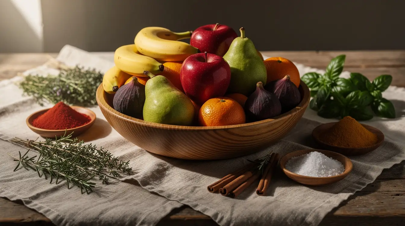 Composition d'objets naturels illustrant la santé veineuse et le bien-être en naturopathie.